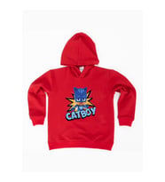 Pj maskeliler Catboy baskılı kapüşonlu pamuklu kumaş çocuk sweatshirt (Kırmızı)