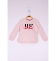 Toontoy Kız Çocuk Be Baskılı Sweatshirt  (Pudra)