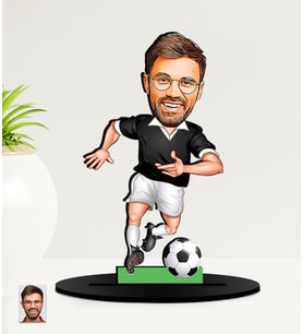 Kişiye Özel Karikatürlü  Futbolcu Mdf Biblo (Siyah)