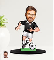 Kişiye Özel Karikatürlü  Futbolcu Mdf Biblo (Siyah)