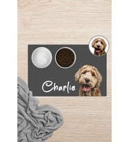 MAtGo Pati Hayvana isme Özel Fotoğraflı Beslenme Matı Sıvı Geçirmez Kedi Köpek Mama Paspası 50x70cm
