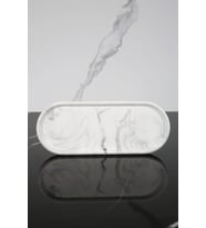 Dekoratif Oval Sunum Tepsisi Tabağı Sunumluk 9x23 Cm (Siyah Beyaz)