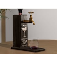 BK Gift Kişiye Özel Kabartma İsimli Musluklu Siyah(Ebony) Ahşap Şarap Standı, Şarap Çeşmesi, Doğum Günü Hediyesi, Ev Hediyesi, İçecek Dispenseri (Model 9)