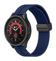 Samsung Galaxy Watch 46mm R800-Watch 3 45mm R840 22mm Uyumlu Coastal Manyetik Tokalı Silikon Kordon (Lacivert)