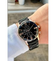 Premium Kasa Şık Her Tarza Uygun Erkek Kol Saati (Siyah-Rose Gold)