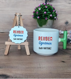 Rehber Öğretmeni Hediye Seti Kupa Bardak T Kulplu ve Anahtarlık Öğretmenler Günü Hediyesi (Model 8)
