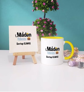 Maden Mühendisi Kupa Bardak Lacivert Dekoratif Taş Baskı (Model 4)