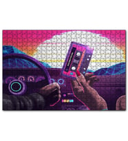 Cakapuzzle 80ler Arabada Teyp Kasedi  Puzzle Yapboz MDF (Ahşap) (500 Parça)