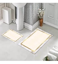 Banyo Halısı Ikili Klozet Takımı Kaymaz Tabanlı (60 xm x 100 cm + 40 cm x 60 cm)  (Krem)