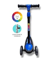 TuffY'S 3 Tekerlekli Işıklı Çocuk Scooter Swing - 3 Kademeli Yükseklik Ayarı (Mavi)