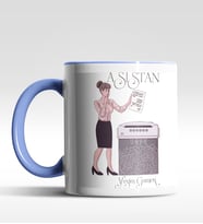 Kişiye Özel Asistan Tasarımlı Siyah Kupa (Beyaz-Mavi)