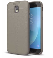 Samsung Galaxy J530 Pro Kılıf Deri Tarzı Niss Silikon Case (Gri)