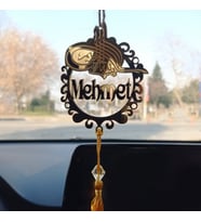 Kişiye Özel ÇİFT TARAFLI Araba Dikiz Aynası Süsü Pleksi Osmanlı Tuğra Model (Gümüş)