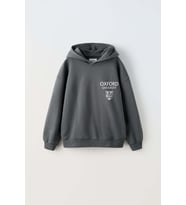 ERKEK ÇOCUK OXFORD MODELLİ KOL MANŞETLİ PAMUK KAPŞONLU SWEAT (Füme)