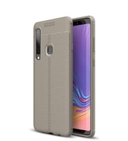 Microsonic Samsung Galaxy A9 2018 Kılıf Deri Dokulu Silikon (Gri)