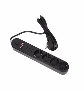 Icon BM9201 Çocuk Korumalı Akım Korumalı 3 Usb Girişli Çoklu Grup Priz 4'lü Priz (Siyah)