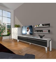 Decoraktiv Eko ON Mdf Std Silver Tv Ünitesi Tv Sehpası (Siyah - Beyaz)