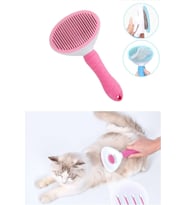 SLİPT Otomatik Temizlenen Tuşlu Evcil Hayvan Fırçası Kedi Köpek Tarağı (Pembe)