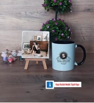 Baş Harf ve İsim Soyisim Fotoğraflı Dekoratif Taş, Kupa Bardak Beyaz Hediye (Model 11)