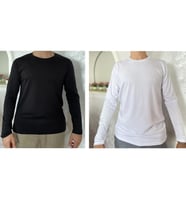 Erkek Elastan Bisiklet Yaka Uzun Kol 2 Adet T-Shirt (Siyah Beyaz)