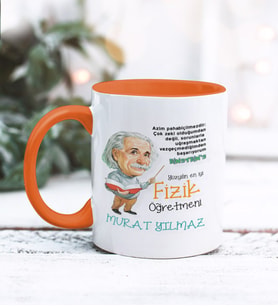 Fizik Öğretmeni Tasarımlı Kişiye Özel Kupa Bardak (Turuncu)