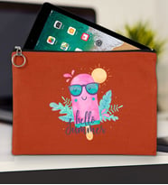 BK Gİft Yaz Temalı-5 Tablet Çantası 30x21cm(12 Renk Seçeneği), Ipad Çantası, Baskılı Tablet Kılıfı (Kiremit)