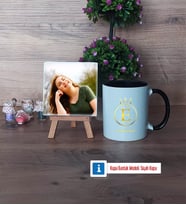Baş Harf ve İsim Soyisim Fotoğraflı Dekoratif Taş, Kupa Bardak Beyaz Hediye (Model 11)