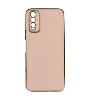 Vivo Y11S Kılıf Kenarları Gold Kamera Korumalı Renkli Pastel Silikon Açık Yeşil BARK (Rose - Gold)