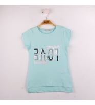 Kız Çocuk Love Baskılı Tişört (Mint Yeşili)