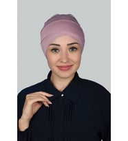 Çapraz Dış Tesettür Bonesi Penye (Koyu Pembe)