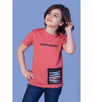 Toontoy Erkek Çocuk Baskılı Cebi Fermuar Kapatmalı Tişört (Nar Çiçeği)