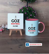 Göz Doktoru Dekoratif Taş, Kupa Bardak Kırmızı Hediye (Model 5)