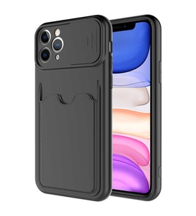 Apple iPhone 11 Pro Max Kılıf Zore Kartix Kartlık Bölmeli Kılıf (Siyah)