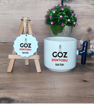 Göz Doktoru Hediye Seti Kupa Bardak T Kulplu ve Anahtarlık Tıp Bayramı Hediyesi (Model 2)