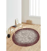 Dijital Baskılı Kaymaz Taban Yıkanabilir Yuvarlak Salon Halısı Koridor Halısı Paspas NDY-HT-244 (Bordo)