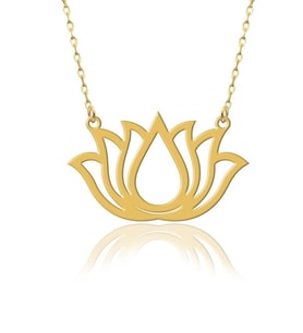 Kişiye Özel 925 Ayar Gümüş Lotus Çiçeği Kolye Renkleriyle (Gold)