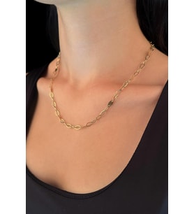 14 Ayar Altın Badem Ataç Kolye (Beyaz)