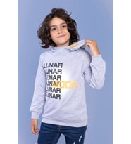 Toontoy Erkek Çocuk Kapüşonlu Baskılı Sweatshirt ( Gri-Melanj)