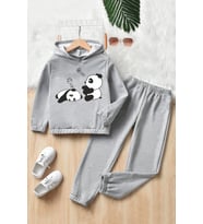 Çocuk Sleep Panda Baskılı Eşofman Takımı (Gri)