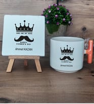 You Are My King Hediye Seti Kupa Bardak T Kulplu ve Dekoratif Taş Babaya Doğum Günü Babalar Günü Hediyesi (Model 7)