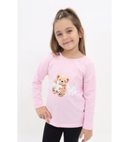 Toontoy Kız Çocuk Baskılı Tişört (Açık Pembe)
