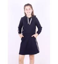 Toontoy Kız Çocuk Nice Şeritli Etekli Takım (Lacivert)
