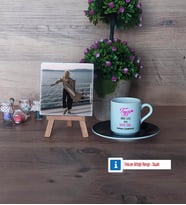 Teyze Daha Cool Fotoğraflı Dekoratif Taş, Ahşap Altlıklı Türk Kahvesi Fincanı Hediye (Model 7)