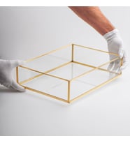 35x25x8 Cam Tepsi Söz Nişan Servis Yüzük Sunum Tepsi Damat Kahvesi Organizasyon  Pirinç & Gold, Bakır, Siyah, Gümüş (Bakır)