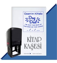 Kişiye Özel Dog Dad Tarihli Otomatik Kitap Kaşesi (Mavi)