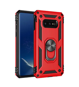 Samsung Galaxy S10E Kılıf Yüzüklü Zırh Tank Vega (Kırmızı)