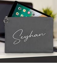 BK Gift Kişiye Özel İsimli-6 Tablet Çantası 30x21cm(12 Renk Seçeneği), Ipad Çantası, Baskılı Tablet Kılıfı (Antrasit)