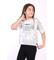 Toontoy Kız Çocuk Strong Baskılı Batikli Tişört (Yeşil)