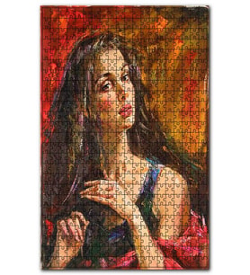 Cakapuzzle Askılı Elbiseli Kumral Kadın Puzzle Yapboz MDF (Ahşap) (255 Parça)
