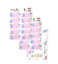 Okul Etiketi Kız Modeli 10 lu 2 Yaprak Ders Programlı 1 Paket Defter Kitap Etiketi Desenli Renkli Etiket (Pembe)